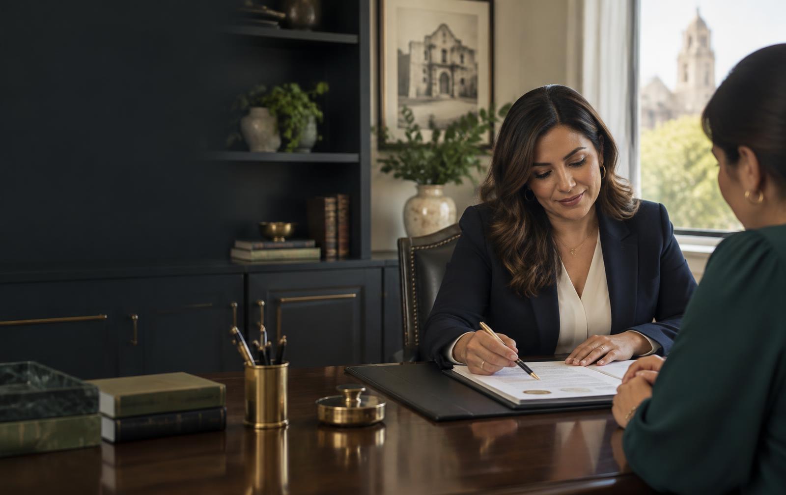 SealTX notary reviewing a document with a client